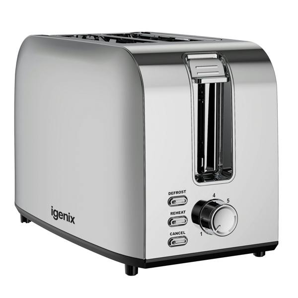 Igenix 750W 2 Slice Toaster, Stainless Steel