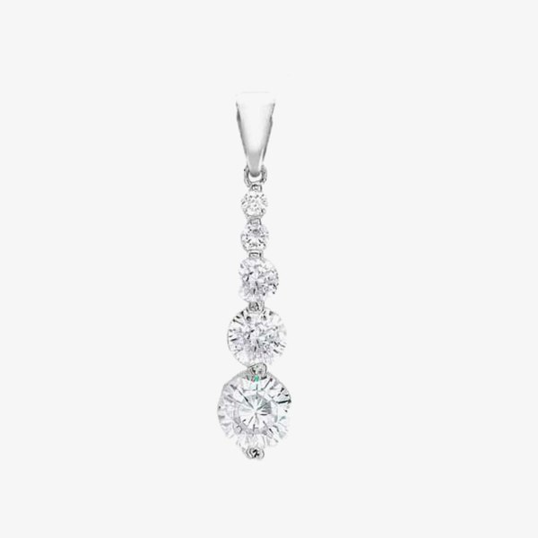 T. H. Baker 9ct White Gold 20x5mm Graduated Cubic Zirconia Drop Pendant 5.63.2064