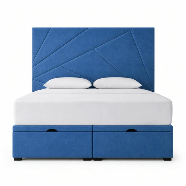 Great British Beds Douglas Divan Ottoman Bed - Blue Plush