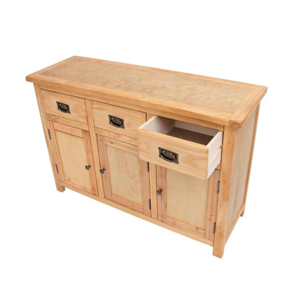 Cabinet Bits Lugo Waxed 3 Drawer 3 Door Sideboard Brass Drop Handle