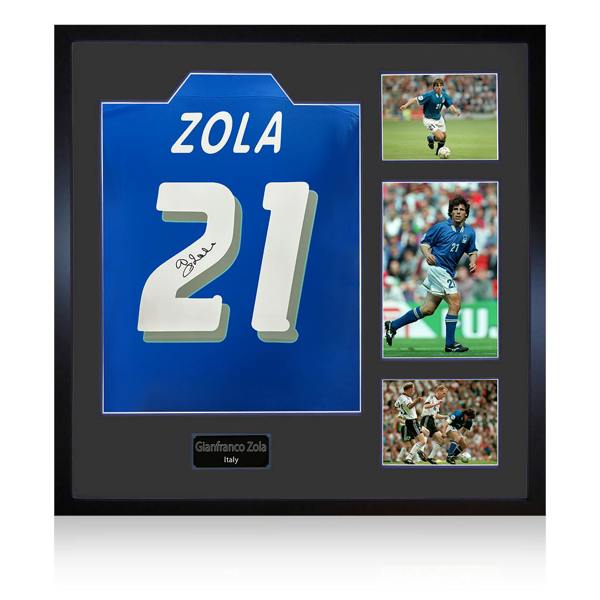 Gianfranco Zola Signed Italy Shirt Elite Frame