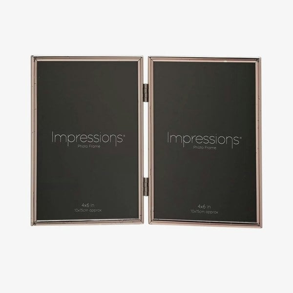 T. H. Baker Impressions Silverplated Double 4x6 Inch Photo Frame 8173