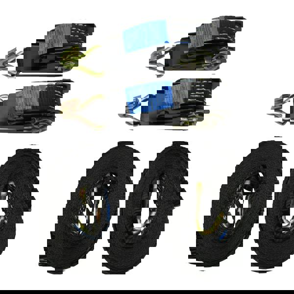 Tie Down Ratchet Straps 0.8T 8M x 25MM - Pack of 1-10 (Black Cargo Lashing Load J Hook)