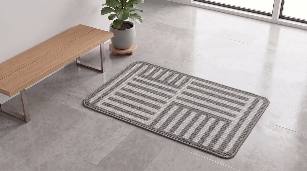 JVL Fiora Machine Washable Indoor Mat - 44 x 75cm - Skyline Strata