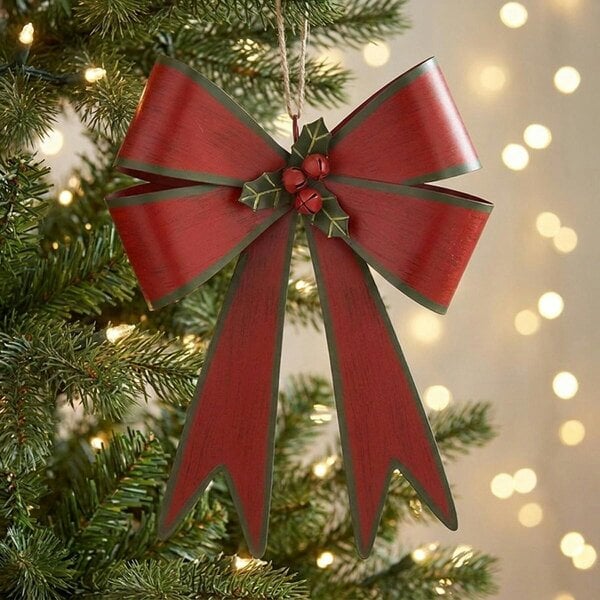 Garden Greatness Traditional Red and Green Bell Bow Hanging
