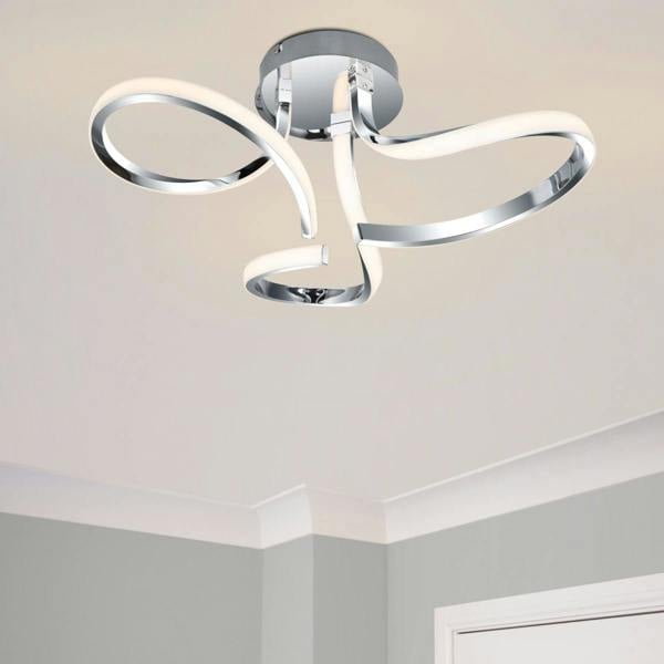 COSYLYTE Moss 3 Light Integrated LED, Curved Ceiling Light - Chrome