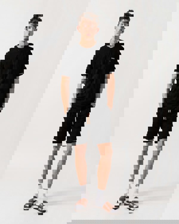 BOSS Orange Mix & Match Mens Loungewear T-Shirt with Embroidered Logo - Black 001 full length