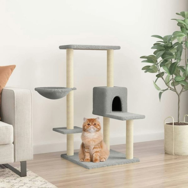 Berkfield Cat Tree with Sisal Scratching Posts Light Grey 95 cm