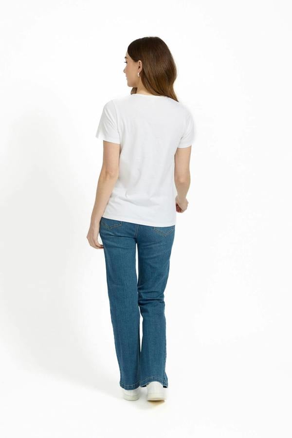 Mudflower Holiday Mode Embellished Embroidered Cotton T-Shirt
