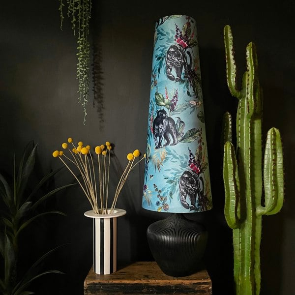 Handmade Oversized Cone Lampshades in Lithium Blue