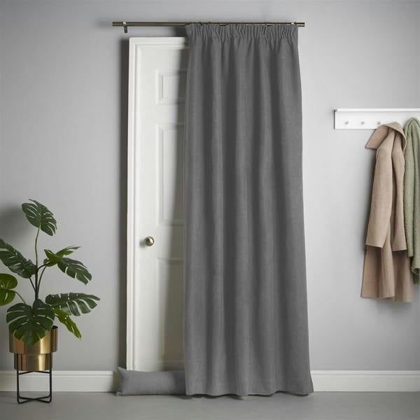 Luxury Living Velvet Chenille Thermal Fleece Lined Single Pencil Pleat Door Curtain