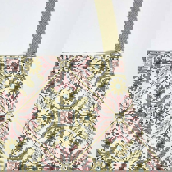 HOMESCAPES Green & Pink Retro 100% Cotton Apron