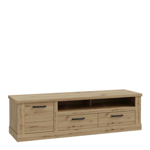Wyld Haus Tampere Artisan Oak TV Unit with Black Handles 1 Door 2 Drawers