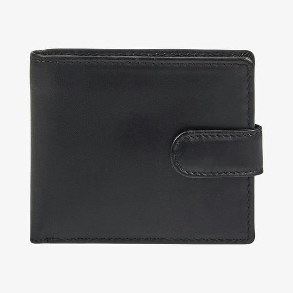 Black oil pull up leather wallet for men front view
