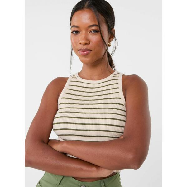 Pink Vanilla Stripe Crop Vest Top