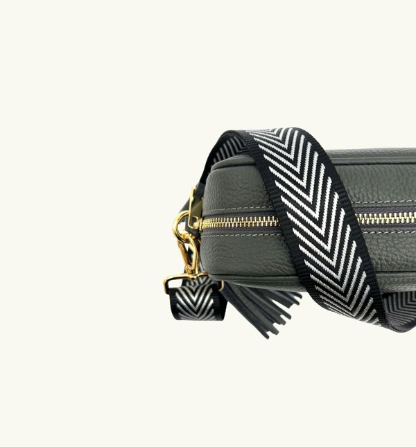 Apatchy London Black And Silver Chevron Bag Strap