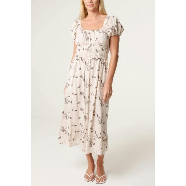 Blue Vanilla Embroidery Milkmaid Midi Dress