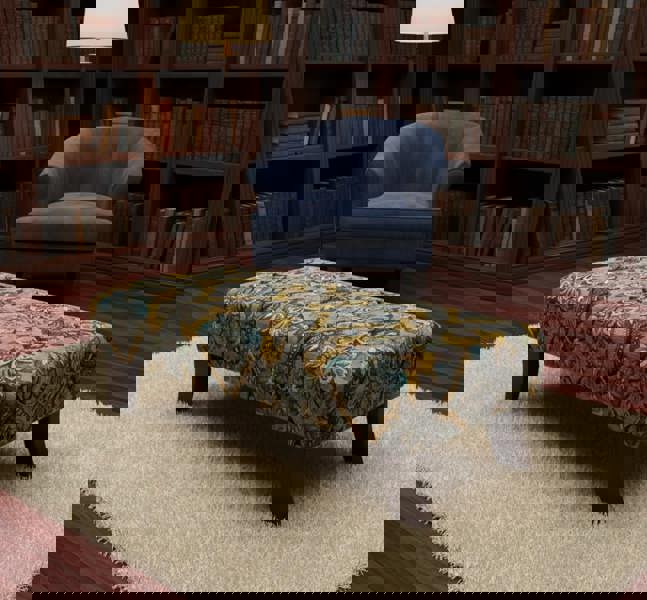 ISTOOLS Premium Mustard Floral Footstool Ottoman – Stylish & Multi-Purpose Seating Solution