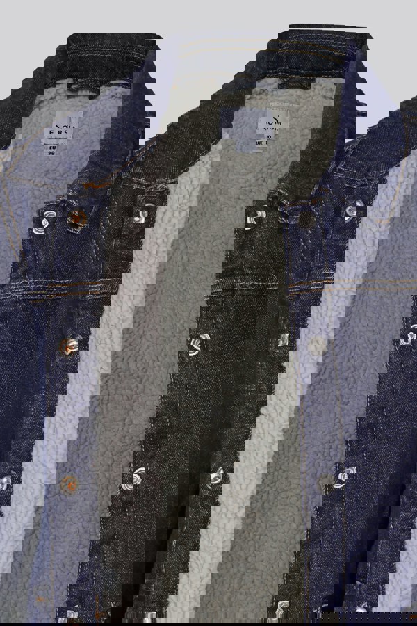 ENORSIA Blue Denim Trucker Jacket With Borg Lining