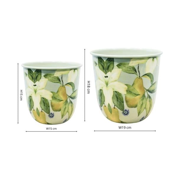 Ivyline Maisie Pear & Lily Metal Planter Set of 2