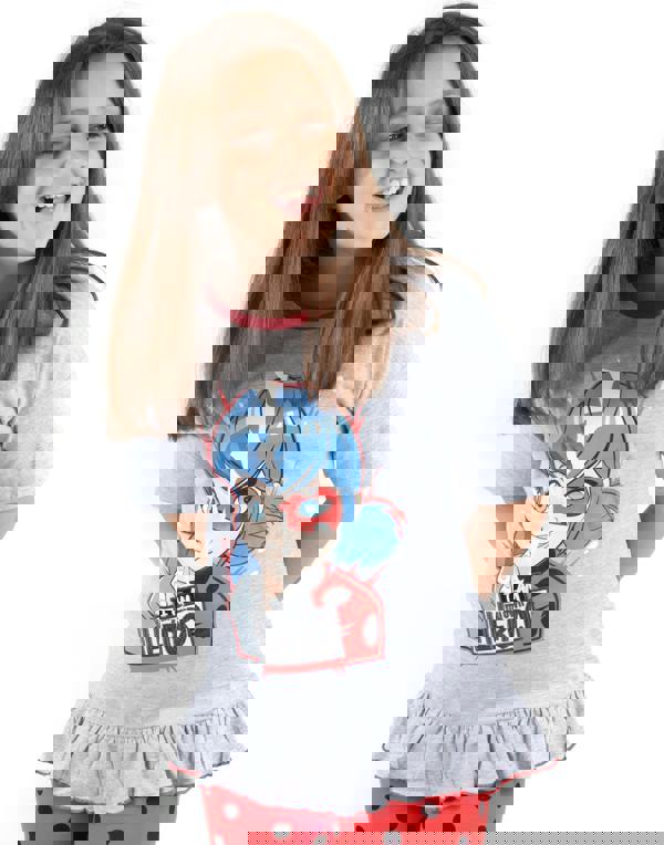 Miraculous Girls Grey Ladybug Placement Print & Polka Dot Short Sleeve Long Leg Pyjama Set