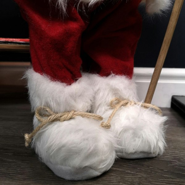 Samuel Alexander 60cm Battery Operated Red Standing Light up Santa Claus with Brown Woven Sack