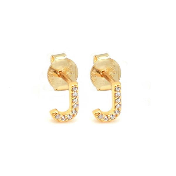 Say It With Dainty Initial Earring Pair - Yellow Gold