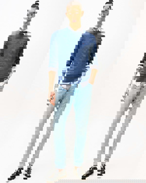 Tommy Hilfiger Essential Cotton Crew Neck Mens Sweatshirt - Aegean Sea Heather - CHO - Designer Mens Sweatshirts