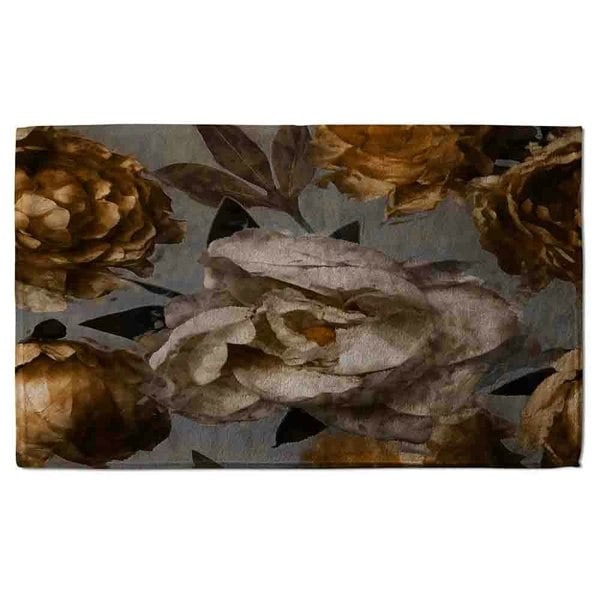 Benjamin Tate Design Golden White Flower (Bath Towel)