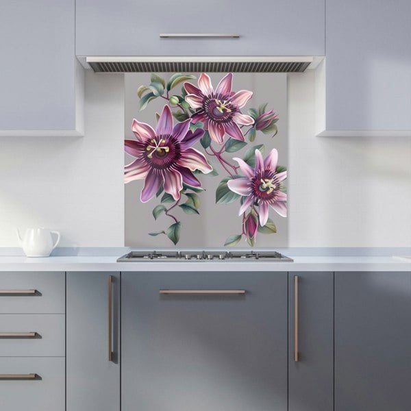 Warren Reed - Designer Purple Passion Flowers Kitchen Splashback