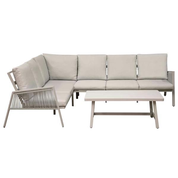 Dellonda Fusion 4 Piece Outdoor Aluminium Corner Sofa Set, Light Grey - DG57