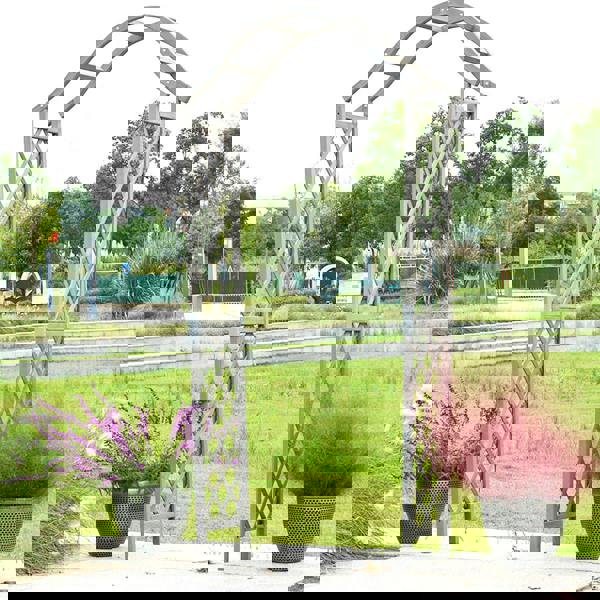 Gr8 Garden Garden Arch Wooden Pergola Feature Trellis Rose Climbing Plant Grey Wood Archway