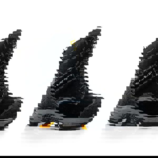 Buckbootz Blastz Tradez Mens High Leg Side Zip Up Safety Boots, black and gray safety boots with ankle support and waterproof design.