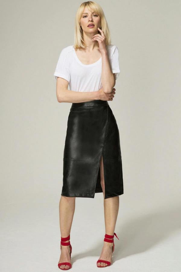 HotSquash Leather Look Wrap Skirt