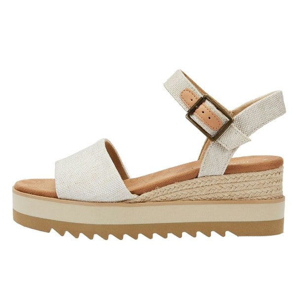 TOMS Diana Canvas Wedge Natural Women's White Sandals