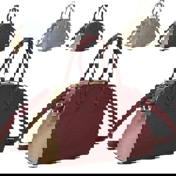 Love EMVY Buckle Stitch Two-Tone Faux Leather Grab Bag