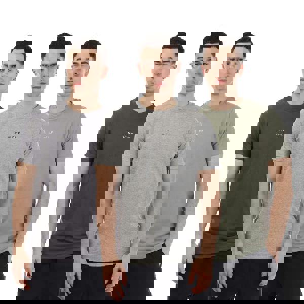 Nicce Mens Petras T-Shirt (Pack of 3) - Charcoal/Light Grey/Olive Green