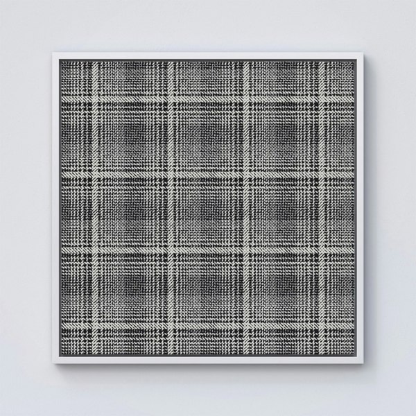 Warren Reed Monochrome Textured Checked Pattern Framed Canvas