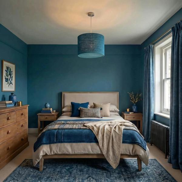 Biscay Bay Teal Textured Linen Pendant Lighting Shade with Diffuser Image 6