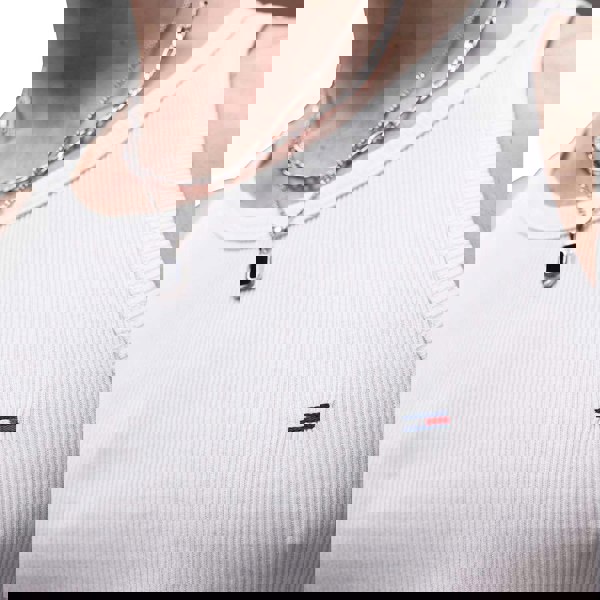 Tommy Hilfiger Tommy Jeans Small Flag Ribbed Tank Top Vest Ecru