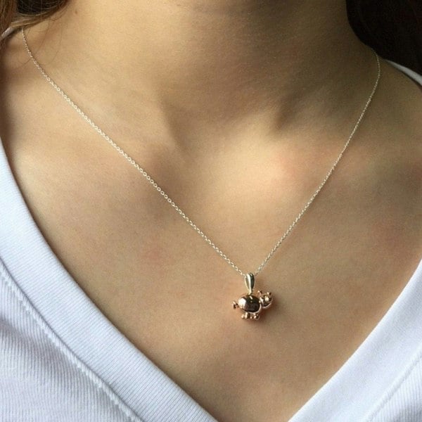 Sterling Silver Balloon Design Pig Necklace - Reeves & Reeves