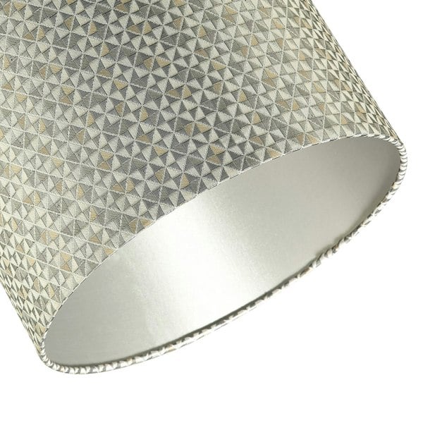 Modern Silver and Gold Cotton Lamp Shade with Squares and Diamonds Image 3