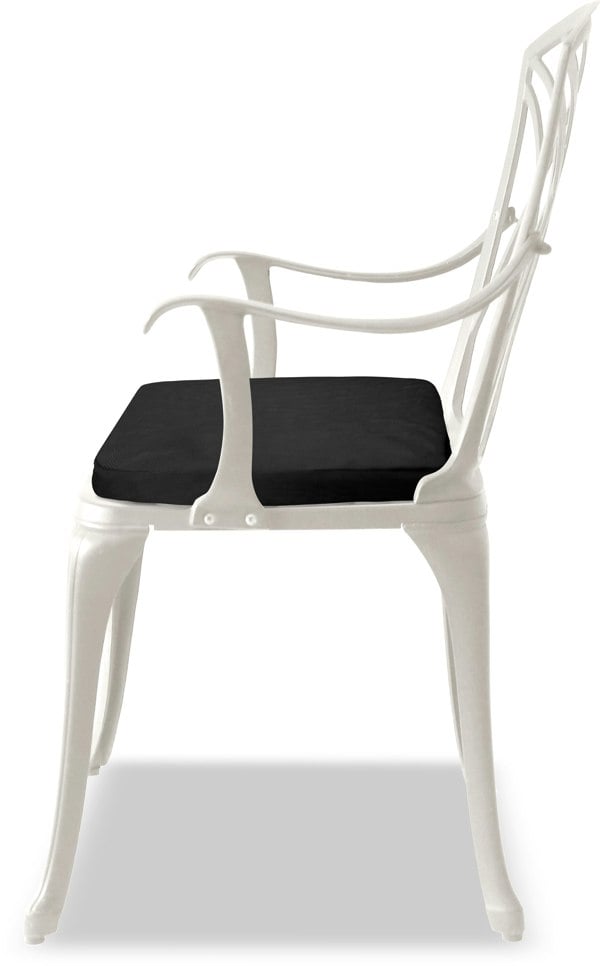 Centurion Supports OSHOWA Luxurious Garden and Patio Table and 2 Large Chairs with Armrests Cast Aluminium Bistro Set - White with Black Cushions