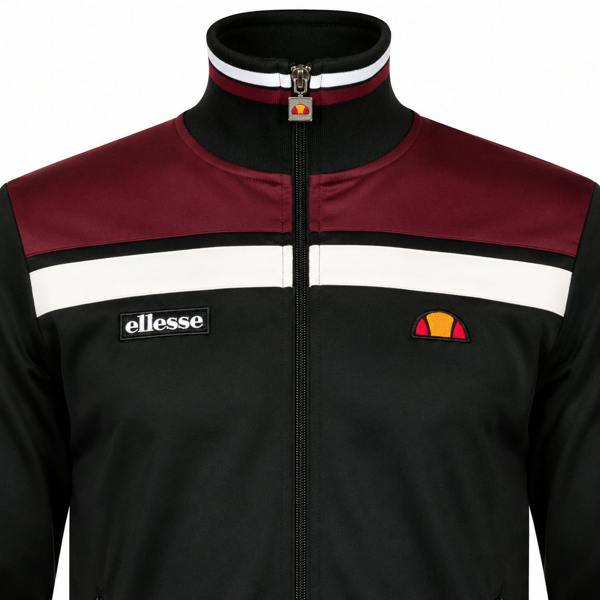Ellesse Vignola Track Top Jacket Black/Burgundy