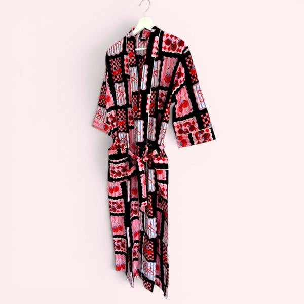 Hayley & Co Cherry and Bow Print 100% Cotton Dressing Gown