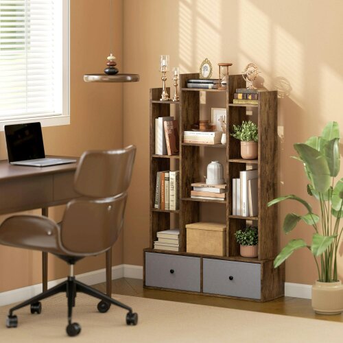 Wyld Haus Nero Wooden Brown 12 Compartment Storage Unit With Drawers