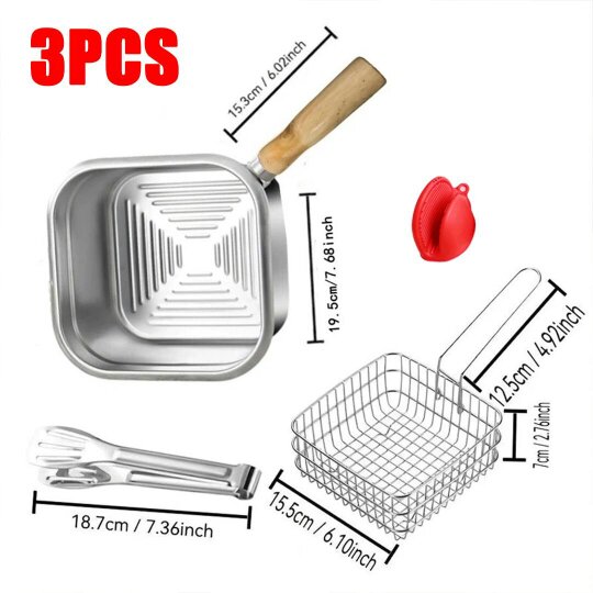 Havendro Stainless Steel Chip Pan Deep Cook Fryer Pot Frying Basket Kitchen Cookware