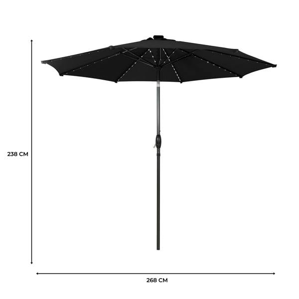 Jardi LED Tilt Parasol 2.7m – Black