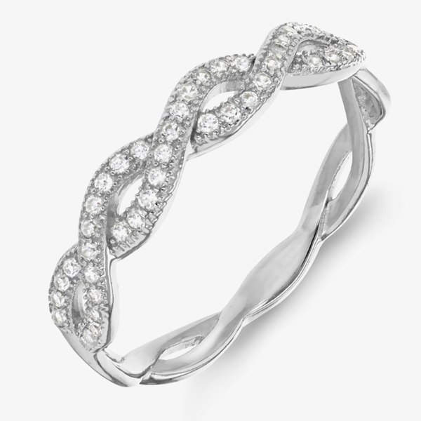 T. H. Baker Sterling Silver Crystal Crossover Ring 8.84.8819