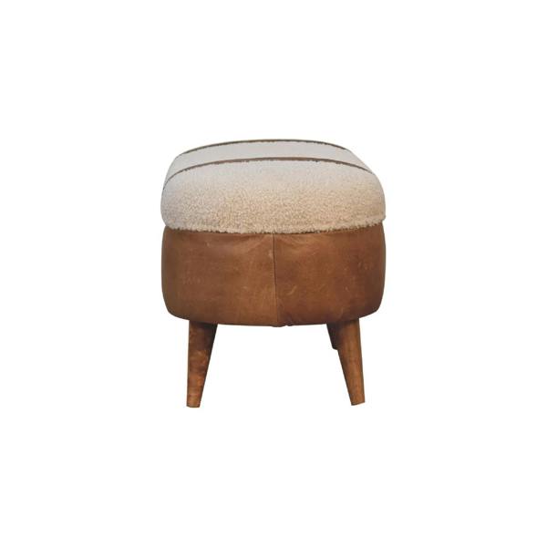 Artisan Furniture Solid Wood Tan Buffalo Boucle Nordic Bench